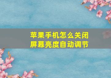 苹果手机怎么关闭屏幕亮度自动调节