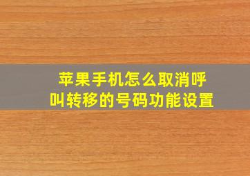 苹果手机怎么取消呼叫转移的号码功能设置