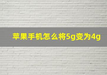 苹果手机怎么将5g变为4g