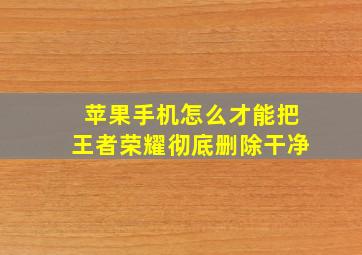 苹果手机怎么才能把王者荣耀彻底删除干净