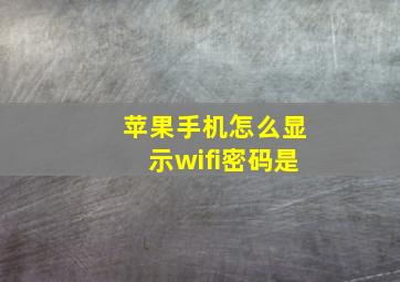 苹果手机怎么显示wifi密码是