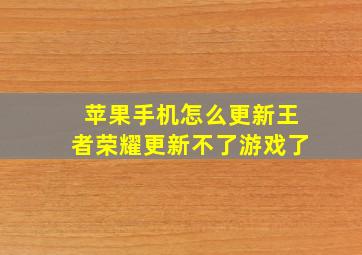 苹果手机怎么更新王者荣耀更新不了游戏了