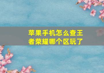 苹果手机怎么查王者荣耀哪个区玩了