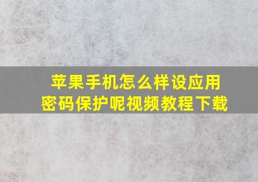 苹果手机怎么样设应用密码保护呢视频教程下载