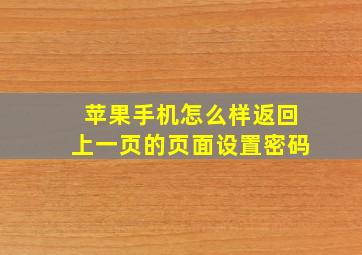 苹果手机怎么样返回上一页的页面设置密码