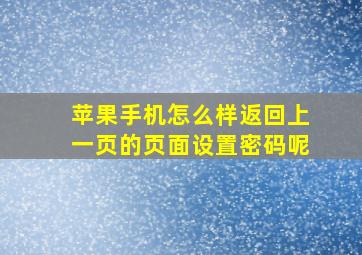 苹果手机怎么样返回上一页的页面设置密码呢