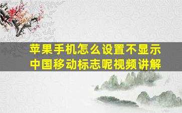 苹果手机怎么设置不显示中国移动标志呢视频讲解