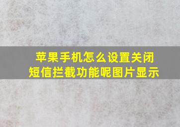 苹果手机怎么设置关闭短信拦截功能呢图片显示