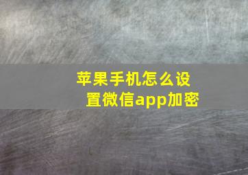 苹果手机怎么设置微信app加密