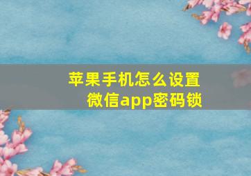 苹果手机怎么设置微信app密码锁