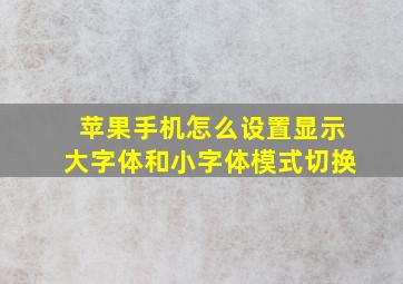 苹果手机怎么设置显示大字体和小字体模式切换