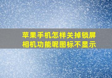 苹果手机怎样关掉锁屏相机功能呢图标不显示