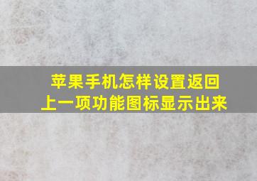 苹果手机怎样设置返回上一项功能图标显示出来