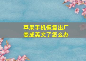 苹果手机恢复出厂变成英文了怎么办