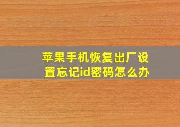 苹果手机恢复出厂设置忘记id密码怎么办