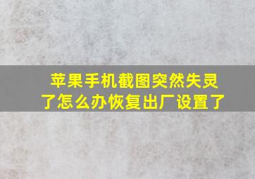 苹果手机截图突然失灵了怎么办恢复出厂设置了