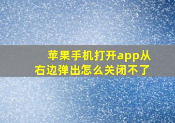 苹果手机打开app从右边弹出怎么关闭不了