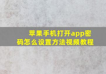 苹果手机打开app密码怎么设置方法视频教程