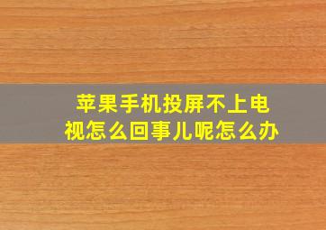 苹果手机投屏不上电视怎么回事儿呢怎么办