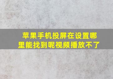 苹果手机投屏在设置哪里能找到呢视频播放不了