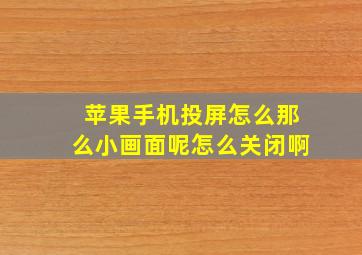 苹果手机投屏怎么那么小画面呢怎么关闭啊