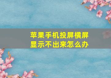 苹果手机投屏横屏显示不出来怎么办