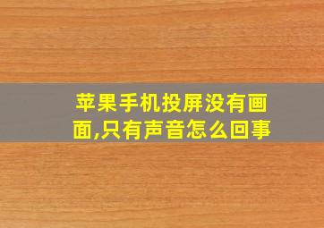 苹果手机投屏没有画面,只有声音怎么回事