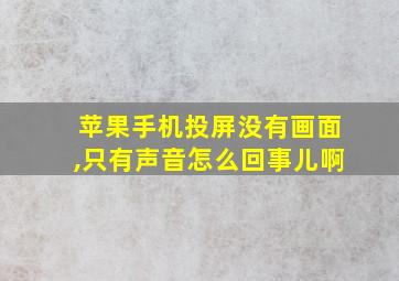 苹果手机投屏没有画面,只有声音怎么回事儿啊