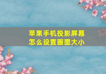 苹果手机投影屏幕怎么设置画面大小