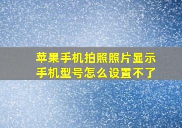 苹果手机拍照照片显示手机型号怎么设置不了