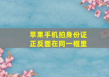 苹果手机拍身份证正反面在同一框里