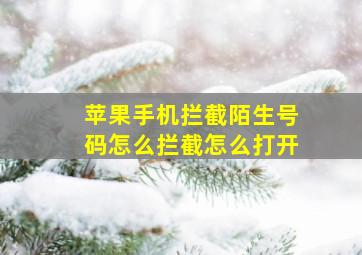 苹果手机拦截陌生号码怎么拦截怎么打开