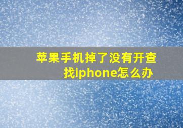 苹果手机掉了没有开查找iphone怎么办