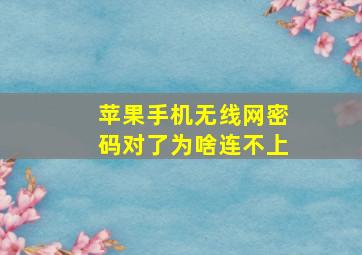 苹果手机无线网密码对了为啥连不上