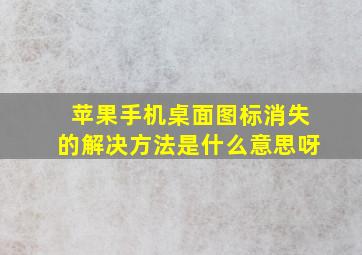 苹果手机桌面图标消失的解决方法是什么意思呀