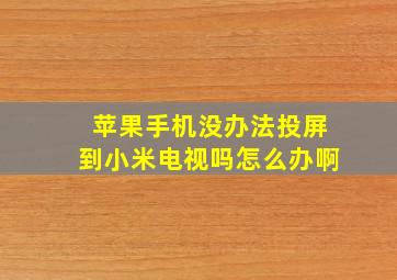 苹果手机没办法投屏到小米电视吗怎么办啊