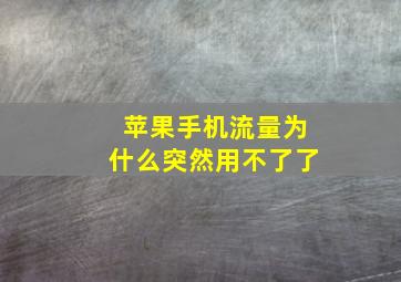 苹果手机流量为什么突然用不了了