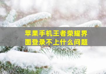 苹果手机王者荣耀界面登录不上什么问题