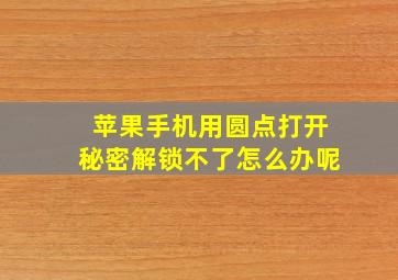 苹果手机用圆点打开秘密解锁不了怎么办呢