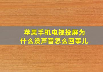 苹果手机电视投屏为什么没声音怎么回事儿