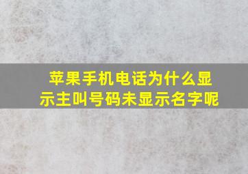 苹果手机电话为什么显示主叫号码未显示名字呢