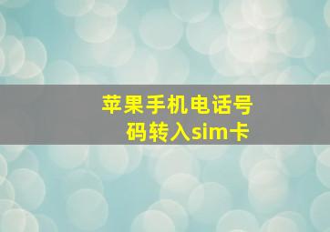 苹果手机电话号码转入sim卡