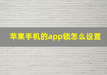 苹果手机的app锁怎么设置