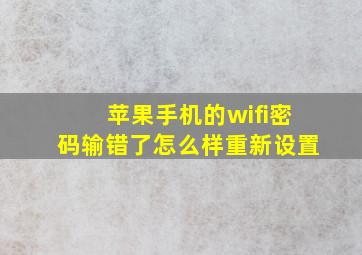 苹果手机的wifi密码输错了怎么样重新设置