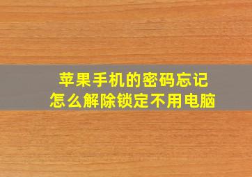 苹果手机的密码忘记怎么解除锁定不用电脑