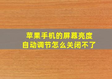 苹果手机的屏幕亮度自动调节怎么关闭不了