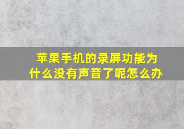 苹果手机的录屏功能为什么没有声音了呢怎么办