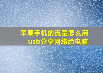 苹果手机的流量怎么用usb分享网络给电脑