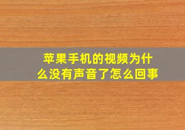 苹果手机的视频为什么没有声音了怎么回事