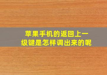 苹果手机的返回上一级键是怎样调出来的呢